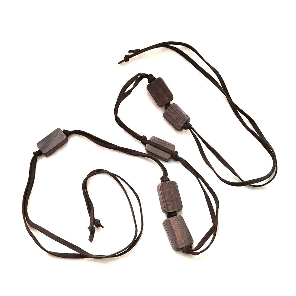 Brown Cord Belt with Brown Wood Accent Pieces